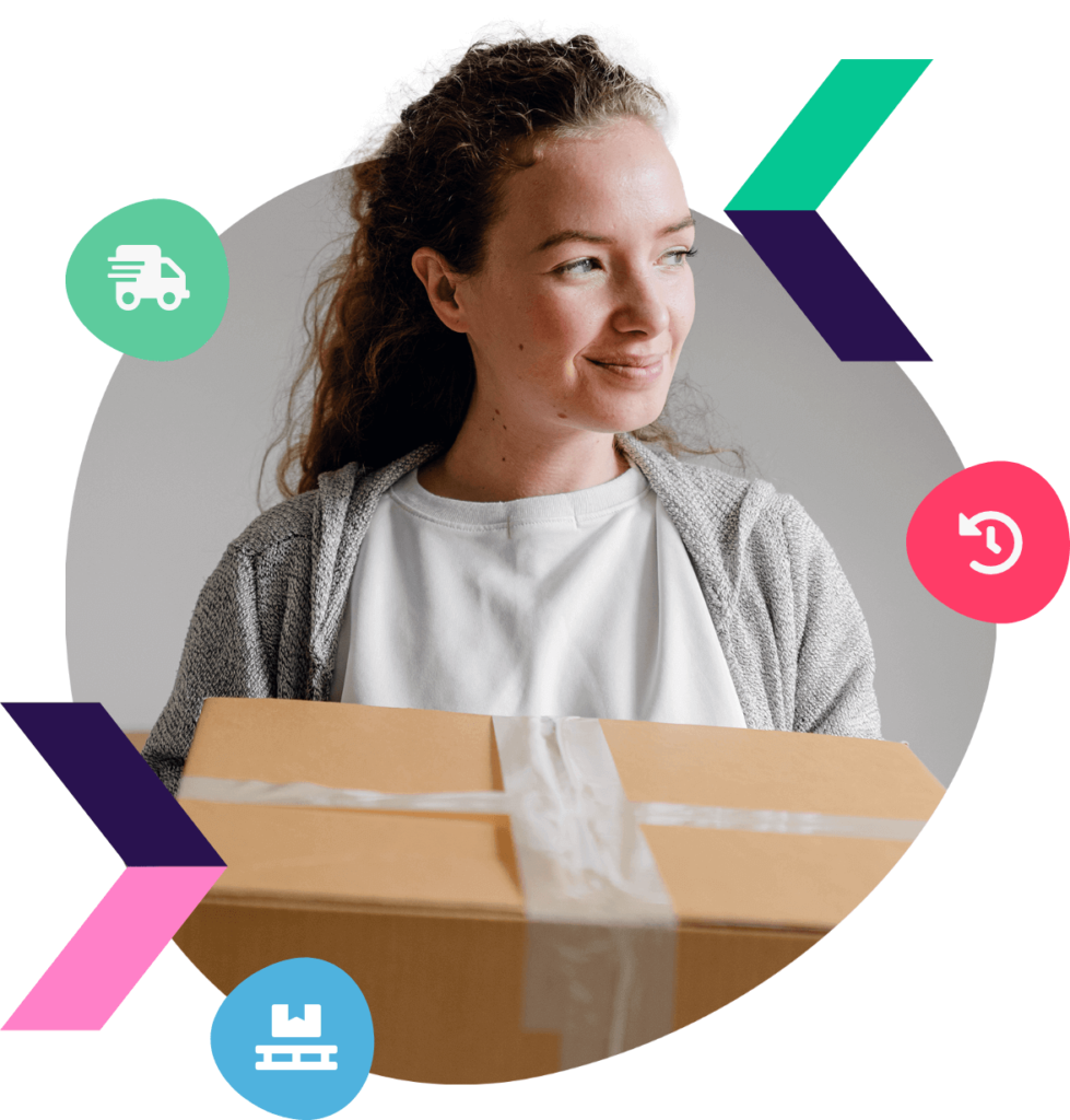 Frau mit Retoure in der Hand