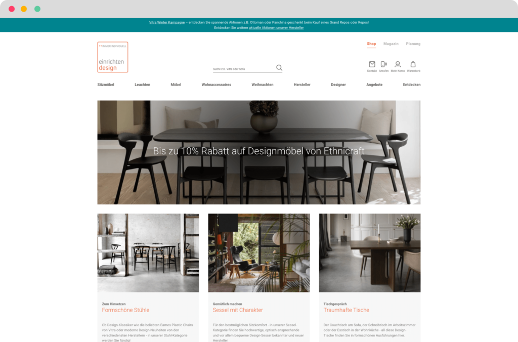 Einrichten Design Website
