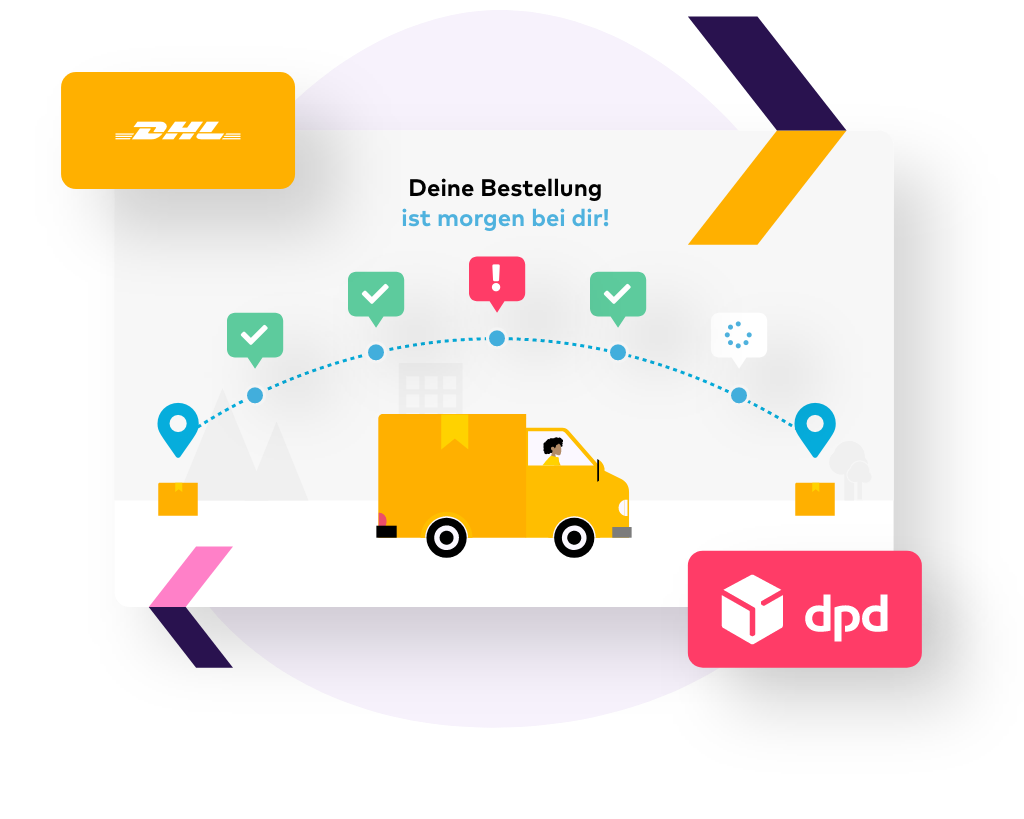 Pakete und Briefe nach Verfolgung durch Versandschritte
