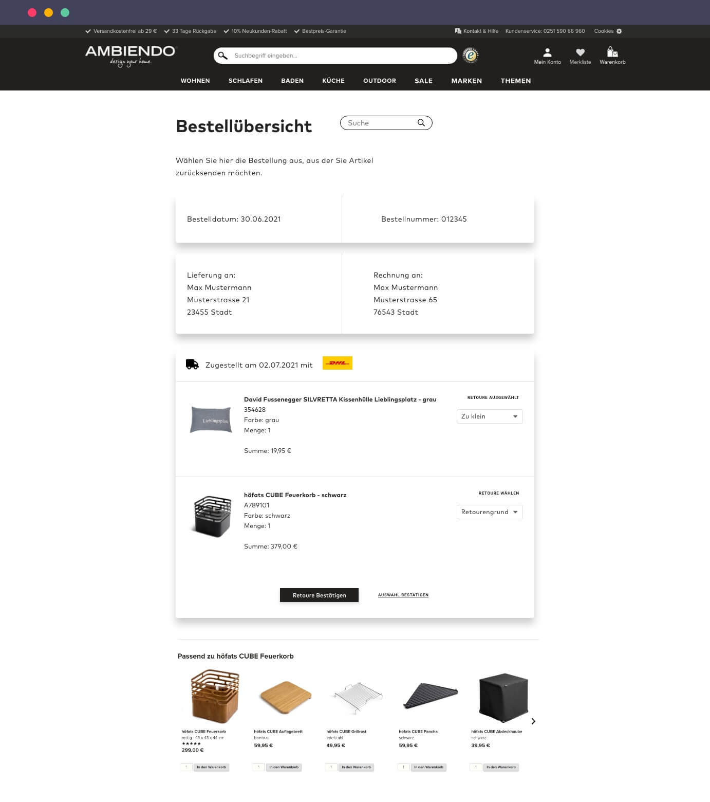 Retourenportal Ambiendo