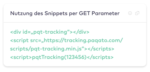 PAQATO - Einrichtung mit Code Snippets