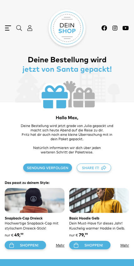 Spoiler: beim Geschenke Versand kommt es wesentlich auf Informationen an!