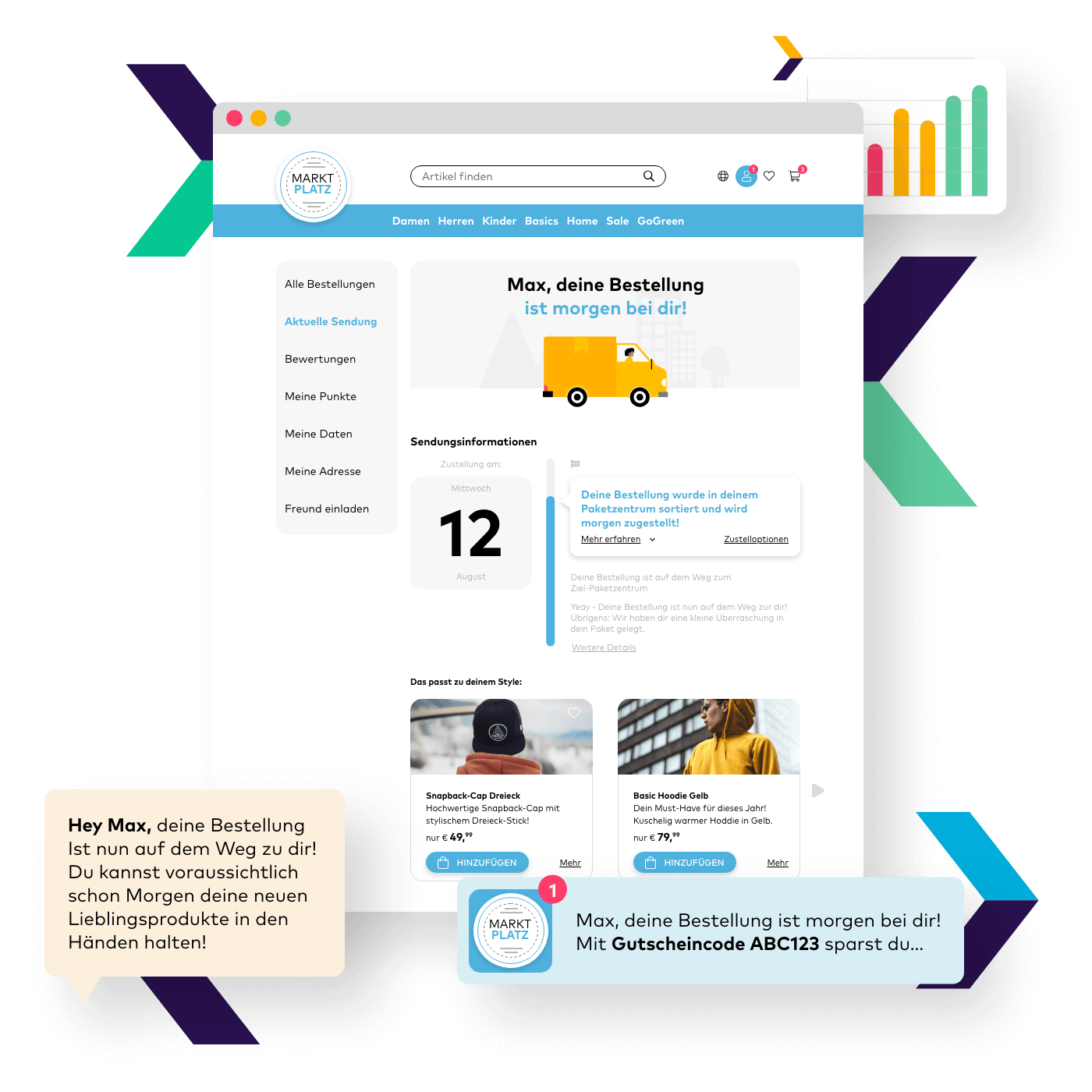 Moderne Marktplätze, wie Otto legen die Kommunikation von Versandnachrichten