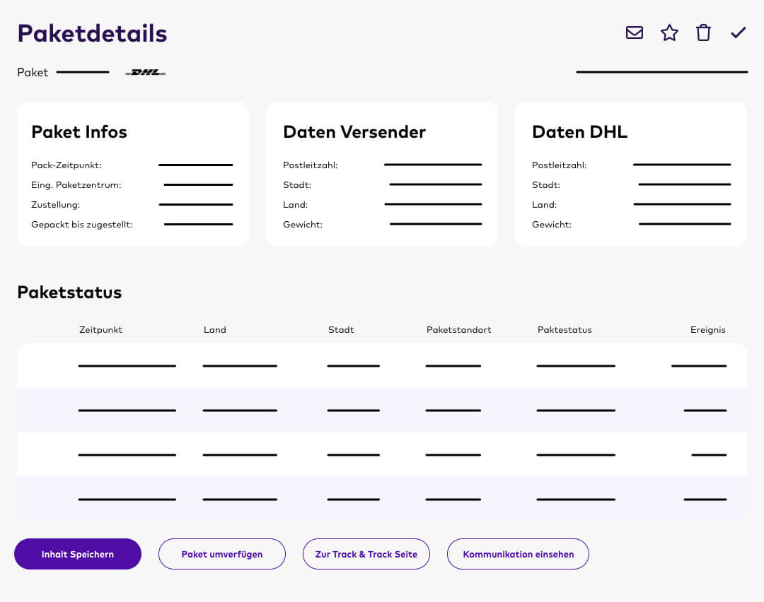 Bei QONTROL siehst du auch die Paketdetails inkl. dem Sendungsverlauf übersichtlich mit wenigen Klicks