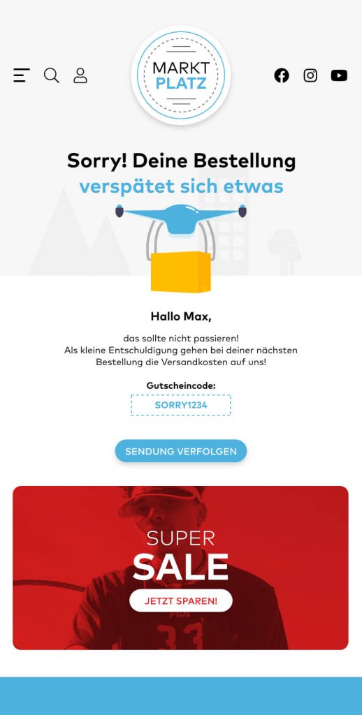 Läuft mal etwas schief, kommunizierst du mit PAQATO automatisiert die passende Nachricht