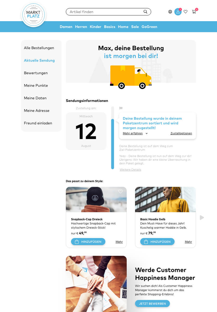 Erstelle eine eigene Marktplatz Track & Trace Seite und informiere alle Marktplatzkunden über den aktuellen Versandstatus.