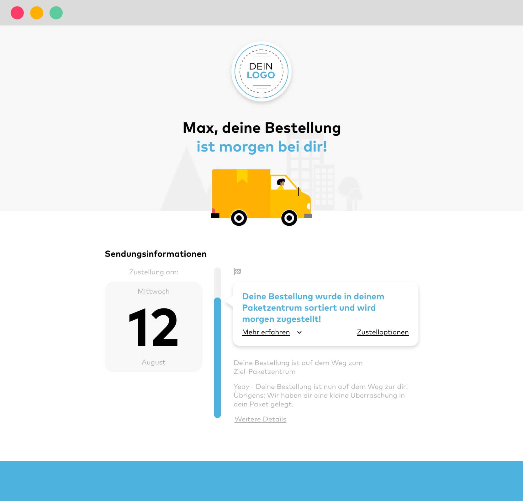 Nutze die Paketreise deiner Kunden, um deine eigene Brand als Fulfiller bekannt zu machen.