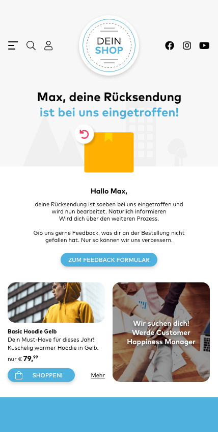 SPEAQ – Deine Rücksendung ist bei uns angekommen und wird bearbeitet