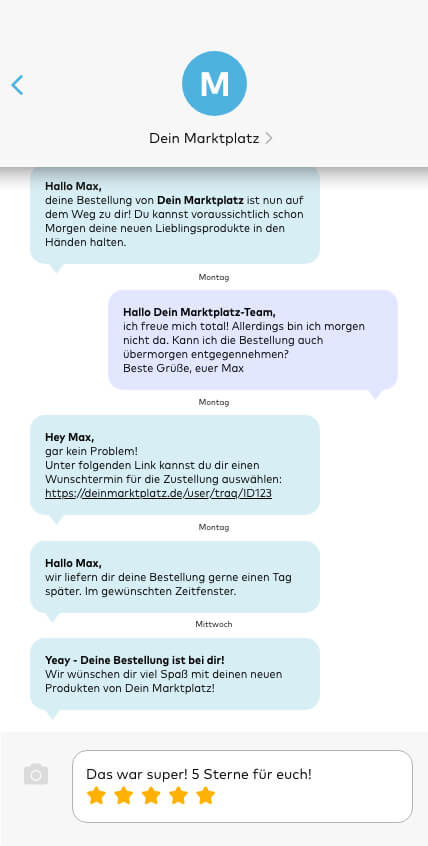 SPEAQ für Marktplätze - ob per E-Mail, SMS, Whatsapp oder Push-Notification.